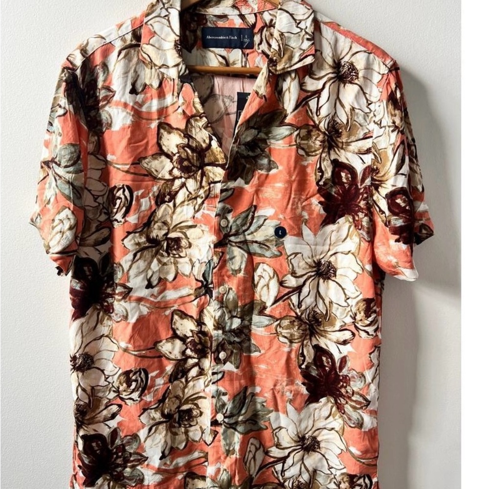 Men’s Abercrombie floral orange button down